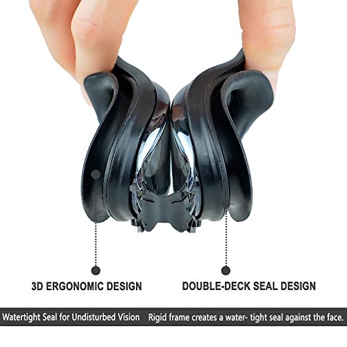 EveShine Schwimmbrille verspiegelte Taucherbrille mit kristallklarem Anti-Nebelglas, Taucherbrille mit wasserdichter bequemer Passform für Erwachsene, Kinder, Männer und Frauen – Schwarz - 5