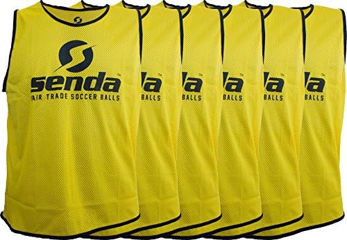 Senda Soccer Scrimmage Training Vests, Youth Large, Yellow (6 Pack)