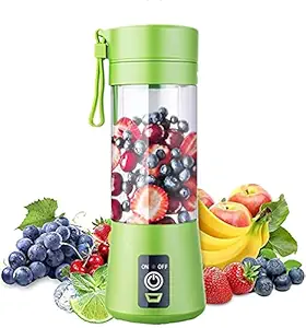 Alamara Design House Rechargeable Hand Juicer 6 Blade Portable Electric Mini USB Multi color Bottle Blender shaker All Fruit Juice Maker Machine Grinder Mixer with Charging Cable (380 ml) (Multicolor)