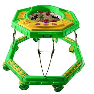 MJE Baby Activity Musical Walker for Boys and Girls Childrens for 5+ Months Walker Foldable Green Color