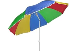 HI Parasol 180 cm Beach Umbrella Balcony Parasol Umbrella Rainbow Colours