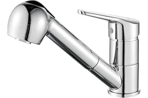 Ibergrif Rubinetto Lavello Cucina con Doccetta Estraibile - Miscelatore Cucina Monocomando 360°Girevole, Regolazione Caldo/Freddo | Design Moderno, Risparmio Idrico | Acciaio,Cromato, M14550