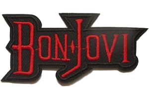 hotrodspirit - Medium lapp med hårt rockband Bon Jovi svart röd 11 x 5,5 cm påstrykningsbar lapp