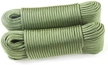 2 Pieces of DYD Strong Rope Parachute rope (30 m, 375 kg Heavy Duty) US Survivor Military Mil 5040H (750 Parachute Cord Paracord Type IV) (Green)