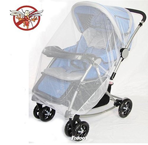 Yosoo Multifunctional Universal 150*120cm Baby Cart Full Cover Mosquito Net Travel System Insect Netting Mosquito Insect Bee Bug Net Fits Most Strollers Bassinets, Cradles and Car Seats Safe Mesh Buggy Elastic Design White