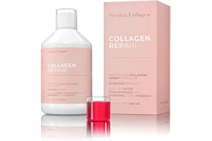 Swedish Collagen - Collagen Repair 500 ml de collagène liquide | 10 000 mg de collagène marin, avec de l'acide hyaluronique, des vitamines et des minéraux pour les cheveux, la peau et les ongles.
