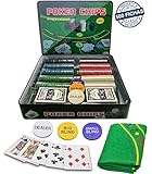 set de poker 500 fichas Caja de póquer en caja de metal, dimensiones: L 33 x A 28 x H 6.5 cm