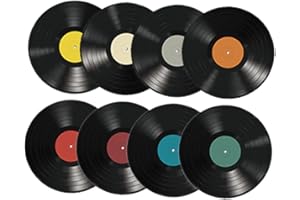 LIFKOME 8pcs Vinyl Record Wall Stickers Vintage Vinyl Record Wall Art for Rock Music Party 70s Theme Party Decoration