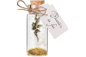 MISTER CURIOSITIES Poussière de fée dans une fiole en verre cadeau féérique avec paillettes dorées pour petites filles ou amateurs de curiosités