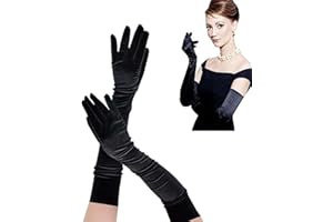 RY-EARL 1920er Stil Lange Abendhandschuhe Schwarz Ellenbogen Handschuhe Braut Tanz Verkleidung Handschuhe Sexy Frauen Hochzeit Abschlussball Oper Handschuhe, Gothic, Faschingskostüme, Karneval