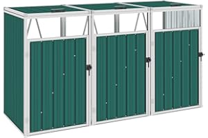 vidaXL Mülltonnenbox für 3 Mülltonnen Grün 213×81×121 cm Stahl