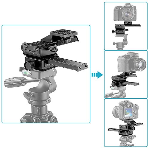 Neewer Pro  Pro Version de Neewer Produit  Rail de Mise au Point pour Macrophotographie de 4 Directions Compatible avec Appareils Photo Canon Nikon Pentax Olympus Sony Samsung et Autres Appareils SLR et DC avec Filetage Standardis   de 1 4   Pro Version de Rail Rotule 