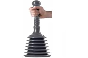 MAXPERKX Heavy Duty Powerful Bath Toilet Plunger Unblocker Air Pump Rubber Sink Blaster Drain Blockage Remover Bathroom Kitchen Showers Tool Household Unblock Pipeline Cleaner Vacuum Cleaning (Grey)