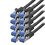KAT7 Ethernetkabel Netzwerkkabel - geschirmte 2 x RJ45-Stecker LAN Stecker , vergoldete Kontaktflächen , mit angespritzter robuster Knickschutztülle - Knickschutz , hochwertiger Innenleiter , Längenangabe am Stecker
