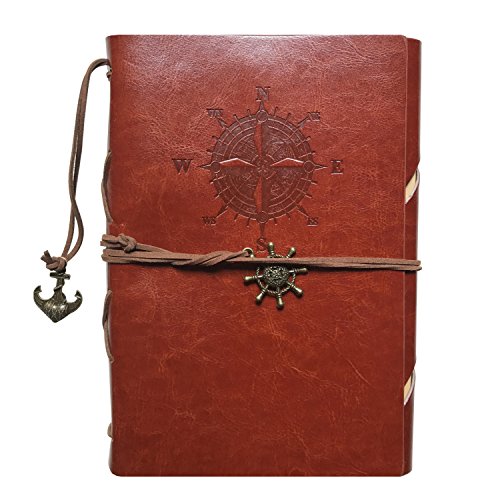 Preisvergleich Produktbild Guwheat Retro Lederjournal Notizbuch PU Abdeckung Lose Spirale Bandage Notepad (Braun)