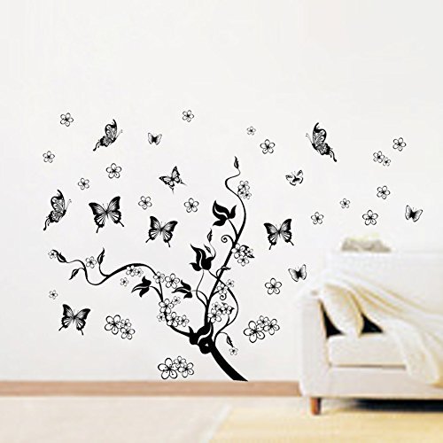 Wandtattoo Wandaufkleber Wandtatoo Wandsticker Schmetterling Baum Reben - 3