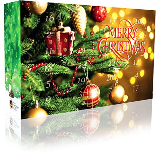 The Coffee and Tea Company Calendario dell'avvento del tè C&T con 24 tè Verdi Sciolti - varietà di tè Nobile à 25 g per 4-5 Tazze (1 Vaso) nel Calendario Decorativo - tè Verde