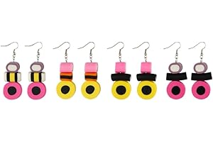 JOE COOL - Liquorice Allsorts Drop Dangle Earrings | Colourful & Whimsy Accessory | Unique Gift for Sweet Lovers | Durable Acrylic, Multicoloured, Medium