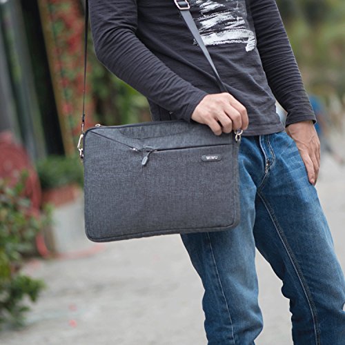 WIWU Wasserdichte Nylon Laptop Aktentasche für MacBook Air / Pro Retina 13,3″ Oxford Sleeve / Surface Pro 4 5 / Ultrabooks bis 13 Zoll Notebooks Hülle Tasche Bag mit Schultergurt Dienstreise Schutzhülle (Grau, 13 Zoll) - 7
