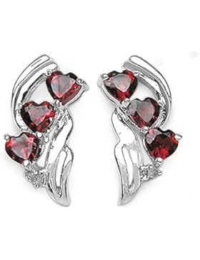 Schmuck-Schmidt-Diamant Ohrringe-925 Silber-Rhodiniert-mit Granatherzen 2,12 Karat