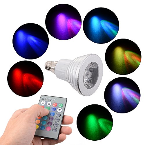 Sunix® 3W E14 RGB LED Lampe multicolor Glühbirne / Glühlampe mit Ferbedienung, Farbwechsel 16 Farben Auswahl, LED Leuchtmittel, LED Birnen - 6