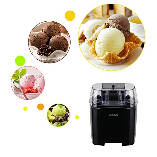 Aicok Eiscrememaschine Eismaschine, Joghurt und Sorbet Frieren Maschine, 1.5L mit Timer Funktion, Schwarze - 5