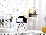 I-love-Wandtattoo WAS-10387 Kinderzimmer Wandsticker Set "Kreise in modernen Pastellfarben" 50 Stück Punkte zum Kleben Wandtattoo Wandaufkleber Sticker Wanddeko