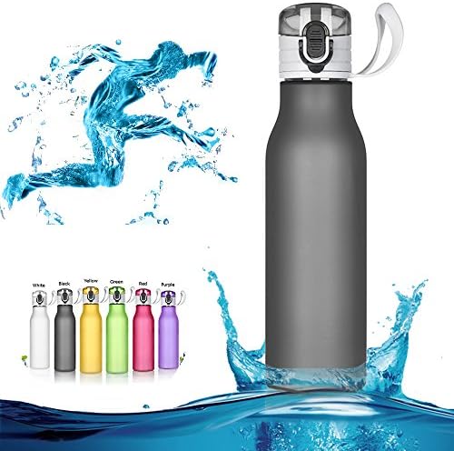 Gym Water Bottle, Joymixx Portable Sport Water Bottles with Lip Straw, Leak Proof, One Click Open, Design for Running, Cycling, Hiking, Driving, Office - 550ml (Black)