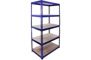 Monster Racking Q-Rax Heavy Duty Garage Storage Shelves, 200kg/shelf, Blue, 90cm x 182.5cm x 50cm
