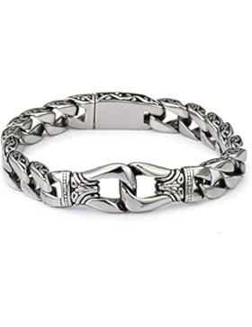 Trendsmax 15mm Breite Herren Kette 316L Edelstahl Armband Silber Curb Biker Gebogene Kante Panzerkette