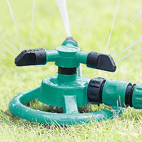 Garten Sprinkler, Swify Rasensprenger Sprinkler Kreisregner Automatik mit 3 Armen und 12 Sprühdüsen 360° Rotation Wasser Sprinkler für Bewässerungsanlagen, Blumen und Gärten - 6