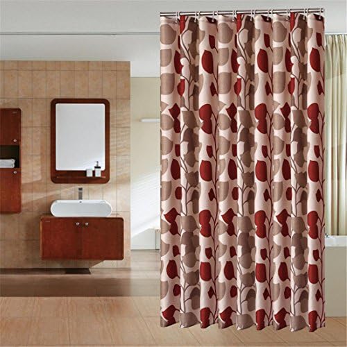 Polyester Shower Curtain Brown Red Rose Bud Pattern Opaque Mildew Resistant Anti Bacterial Waterproof Fabric For Hotal Home Bathroom Washroom Decoration With Enough Rings Hooks , 150*180cm