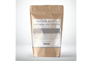 THE BODY AND SKIN CLINIC Organic Neem Capsules 12000mg, 60 Capsules -Pure Healthy - 100% Natural and Vegan - No Additives, Fillers or Bulking Agents 1 Month Supply Digestive Benefits