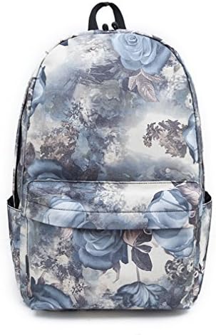 HAPPYTIMEBELT Jasmine Flower Printing School Backpack Student Book Bag(Grey)