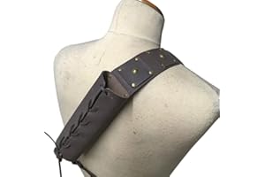 ARSBORUI Soporte medieval retro de la funda trasera del hombro de la espada, ajustable y duradero, disfraz de guerrero, funda protectora de piel con hebilla de espada para hombres adultos, funda de soporte de rana de espada