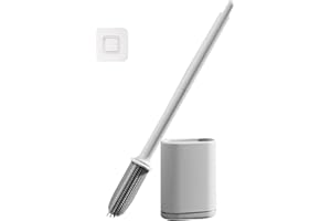 CHONGCIN Balai Toilette WC au Sol ou Montage Mural,Brosse Toilette Silicone,Balayette Toilettes WC avec Support À Séchage Rapide,Brosse Toilettes WC Suspendu,Brosses WC et Supports Blanc