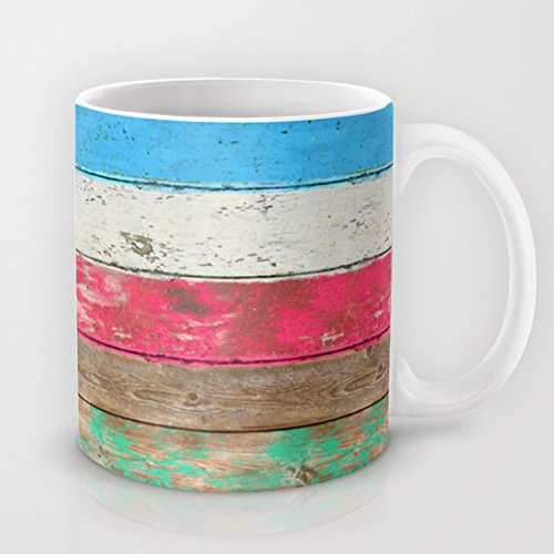 Preisvergleich Produktbild QoiueoF Holz, Streifenmuster, Weiß, 11 Unzen Becher