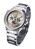 FIREFOX WORLDTIMER FFS40-115 sunray silberbraun Weltzeitanzeige Chronograph Herrenuhr Armbanduhr Sicherheitsfaltschließe massiv Edelstahl water resistant Miyota OS20 Werk