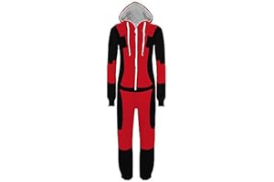 HARLSO Superhelden-Cosplay-Kostüm-Pyjama, Deadpool, Herbst und Winter, Plüsch-Overall-Pyjama, Herren- und Damen-Neuheits-Kapuzen-Outfit
