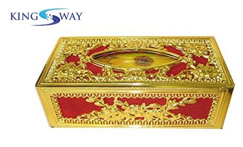 Kingsway Classic Royal Tissue Papper Napkin Holder Box for Cars, Offices & Homes (Red-Golden Color, Velvet, Free Tissue Pappers Inside) RS.449 (68.00% Off) - Amazon