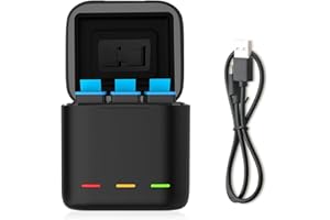 AuyKoo Cargador de batería Triple para GoPro Hero 11 10 9 Black, 3 Canales Multi-función Type-C Caja de Carga Cargador de Almacenamiento de batería Organizador para GoPro Hero 11/10/9 Black