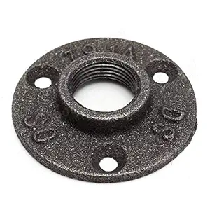 STORE99 3/4 Inch Black Flange Iron Pipe Floor Fitting Plumbing Threaded Three Holes Flange