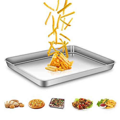 AEMIAO Plaque à Pâtisserie Acier INOX Professionnel Plaque de Cuisson Four pour la Maison Cuisine, Antiadhésive Sain Super Miroir Finition Lave-Vaisselle, 40 x 30 x 2.5 cm