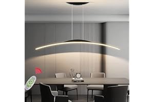 Lanekd Lampa wisząca LED do jadalni, nowoczesna lampa wisząca, ściemniana, łuk, z regulacją wysokości, do biura, salonu, sypialni, żyrandol (czarna, dł. 120 cm)
