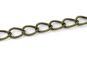 QPSUPPLIES 2 Metres Antique Bronze Curb Open-Link 5.5mm x 3.5mm Chain for Jewellery Crafts Making, Decoration, Necklaces