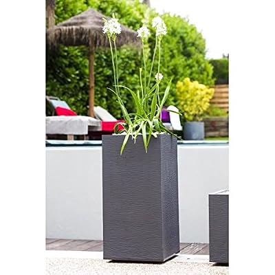 EDA Plastiques Pot carré GRAPHIT Gris anthracite 39,5 x 39,5 x 80 cm 13738 G.ANT SX1