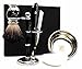 100% Hand Made Shaving Set for Men's. Ideal Gift This Christmas. The set Includes Pure Black Badger Hair Shaving Brush, Shavettle Razor, Shaving Bowl with Soap and Brush Holder. Newly deigned By Haryali London (NO BLADES INCLUDED )