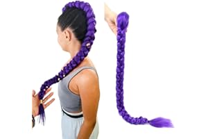 SEIMAINURS Long Purple Braiding Hair Extensions 26 Inch Pre Stretched Synthetic Braiding Hairs Prestretched Braidings Hairs for Halloween Costume Cosplay Stage Partiesies (Clip in Box Braids)
