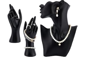 UNICRAFTALE 3 st smyckesskyltdocka displayset svart harts sida kroppsmodell bystformat smycke halsband visningsstativ med plastskyltdocka handarmband halsband ring visningsstativ