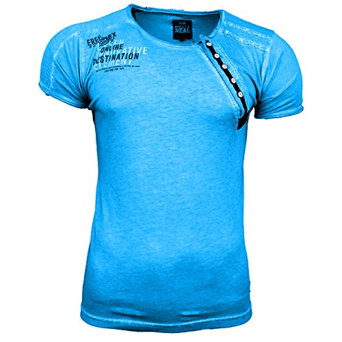 RUSTY NEAL T-Shirt Kurzarm Poloshirt Hemd Slim Fit Japan Style Kurzarm 6784, Farbe:6817 Türkis;Größe:L RUSTY NEAL T-Shirt Kurzarm Poloshirt Hemd Slim Fit Japan Style Kurzarm 6784, Farbe:6817 Türkis;Größe:L